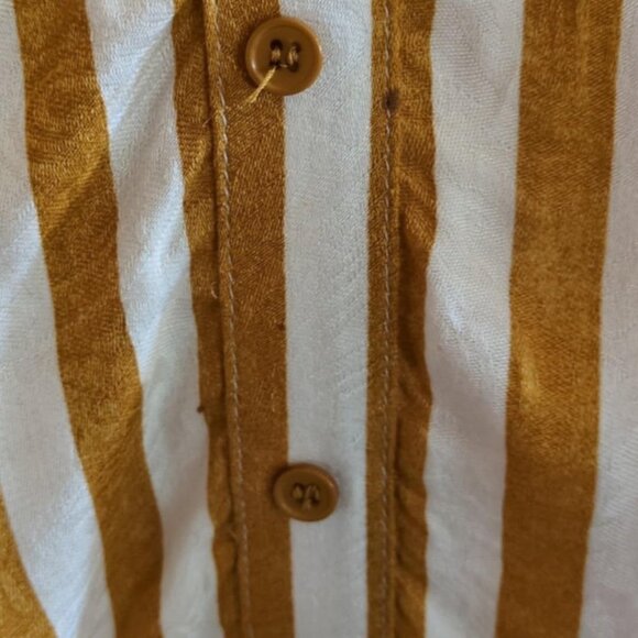 Love Fire Yellow Striped Dress Size Lg Rayon Flutter Sleeve Tank Summer Coastal - Picture 3 of 8